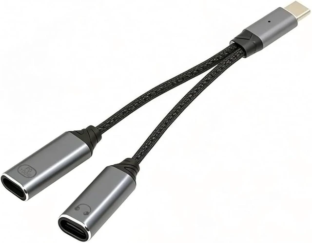 Main image of cablecc USB-C to Dual-C Female Audio DAC AUX Music 16bit 48kHz & 100W PD Power Cable for Laptop Tablet Phone