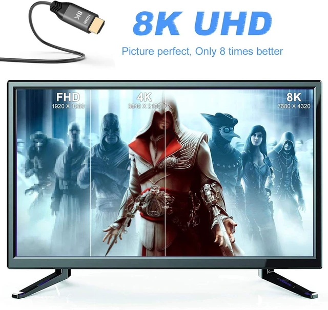 Alt view image 2 of 7 - chenyang CY 8K Ultra HD High Speed 48Gpbs HDMI Cable 6.5ft 8K 60hz 4K 120hz with Audio & Ethernet