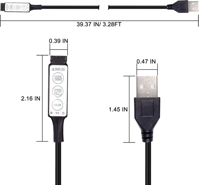 Alt view image 2 of 7 - XMSJSIY DC 5V Led Dimmer USB RGB Led Controller 3Keys Multi-Colour-M/3.28FT