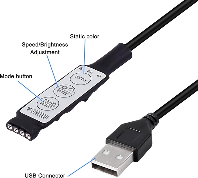 Alt view image 3 of 7 - XMSJSIY DC 5V Led Dimmer USB RGB Led Controller 3Keys Multi-Colour-M/3.28FT