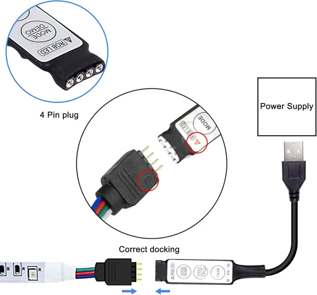 Alt view image 4 of 7 - XMSJSIY DC 5V Led Dimmer USB RGB Led Controller 3Keys Multi-Colour-M/3.28FT