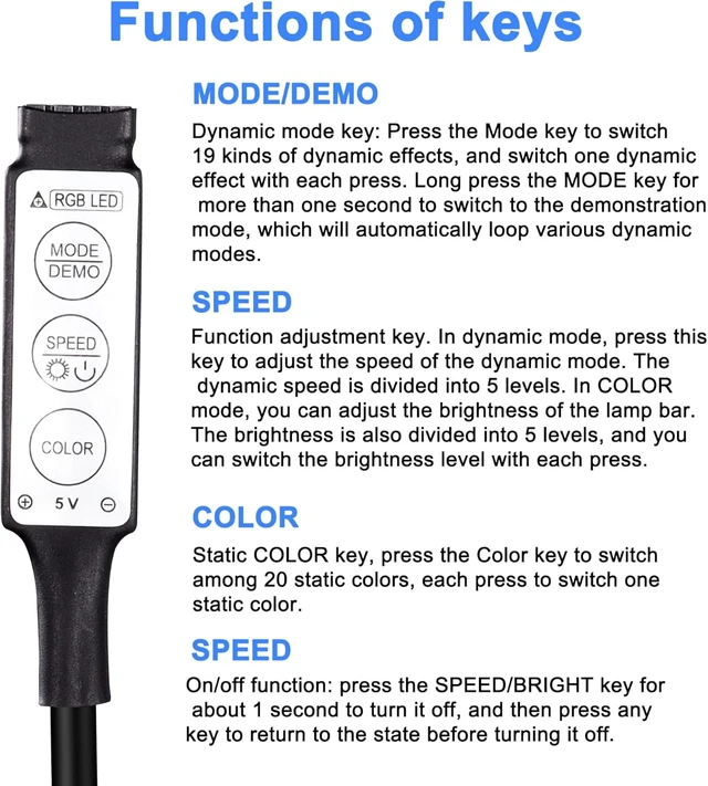Alt view image 6 of 7 - XMSJSIY DC 5V Led Dimmer USB RGB Led Controller 3Keys Multi-Colour-M/3.28FT
