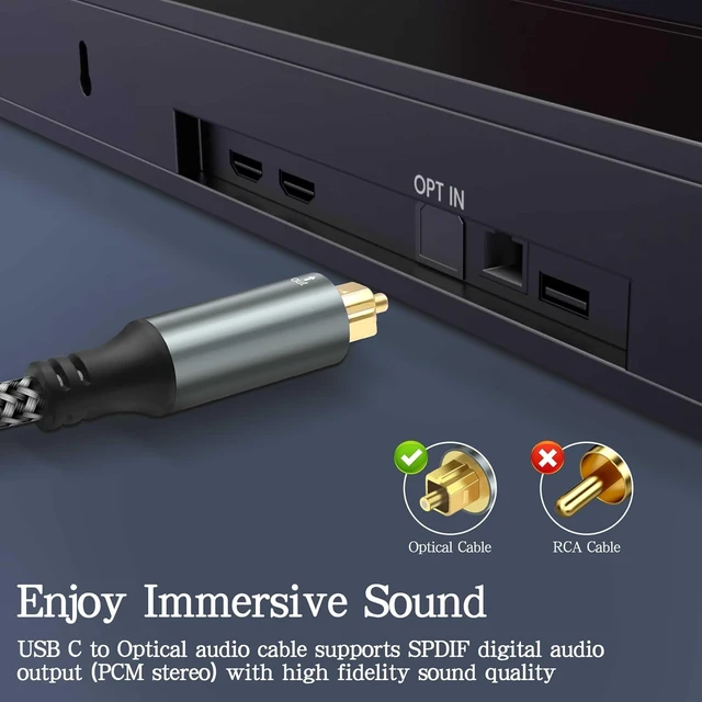 Alt view image 4 of 7 - XMSJSIY USB C to TOSLINK Optical Audio Unidirectional Cable - 1.2M/3.93FT