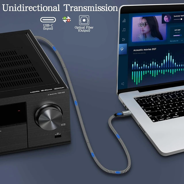 Alt view image 3 of 7 - XMSJSIY USB C to TOSLINK Optical Audio Unidirectional Cable - 1.2M/3.93FT