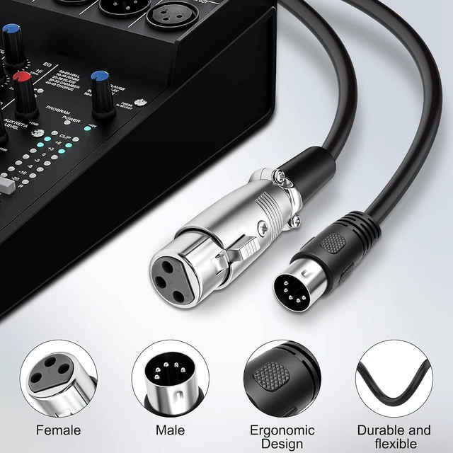 Alt view image 2 of 7 - XMSJSIY MIDI 5 Pin DIN Male to XLR 3 Pin Female Audio Cable