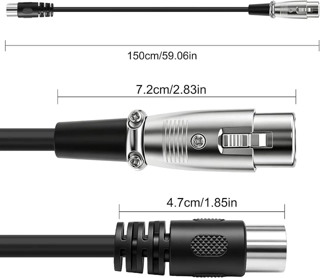 Alt view image 6 of 7 - XMSJSIY MIDI 5 Pin DIN Male to XLR 3 Pin Female Audio Cable