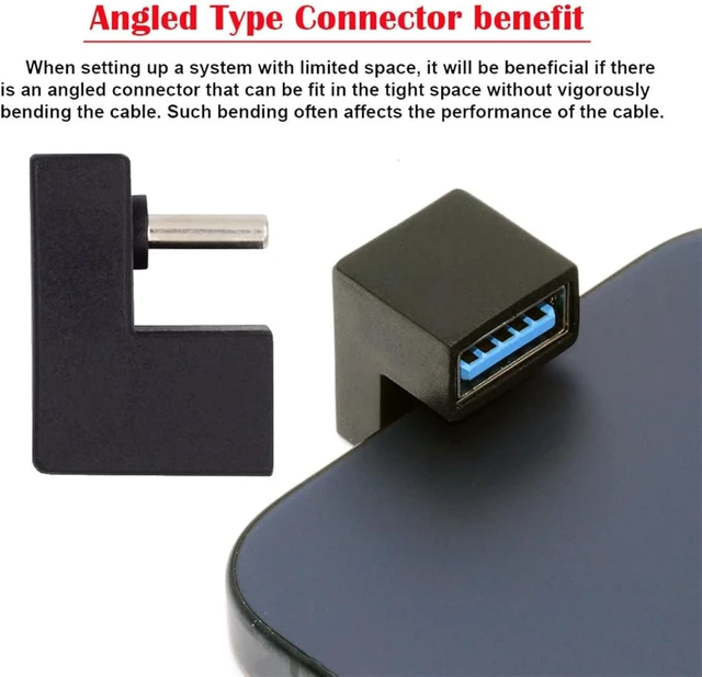 Alt view image 7 of 7 - cablecc 360 Degree Up Down Angled Type-C USB-C OTG to USB 3.0 Female Extension Adapter for Cell Phone Tablet
