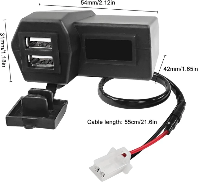 Alt view image 2 of 7 - XMSJSIY Motorcycle USB Charger 5V 3.1A Dual USB Phone Adapter Kit Cable