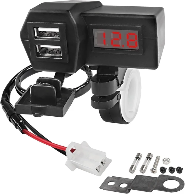 Main image of XMSJSIY Motorcycle USB Charger 5V 3.1A Dual USB Phone Adapter Kit Cable