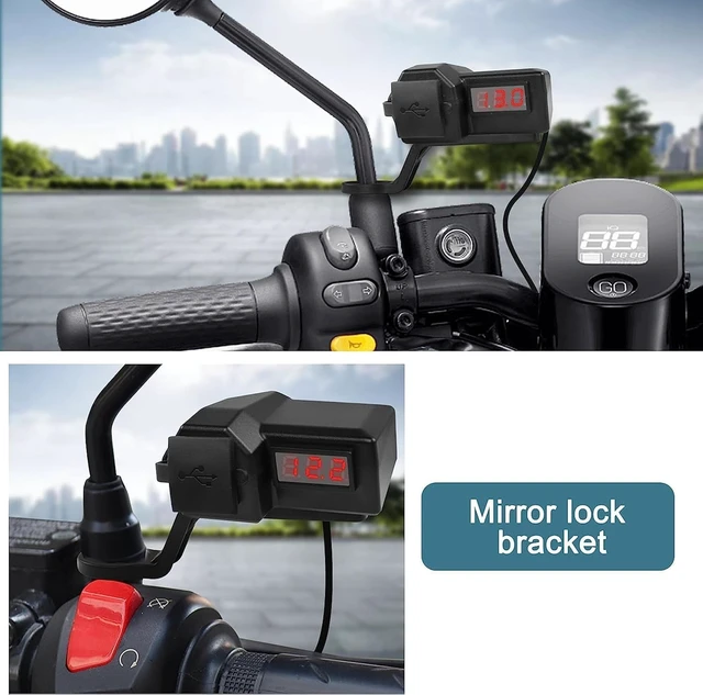 Alt view image 3 of 7 - XMSJSIY Motorcycle USB Charger 5V 3.1A Dual USB Phone Adapter Kit Cable