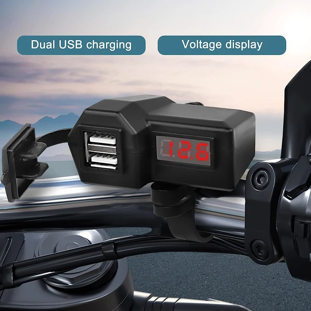 Alt view image 7 of 7 - XMSJSIY Motorcycle USB Charger 5V 3.1A Dual USB Phone Adapter Kit Cable