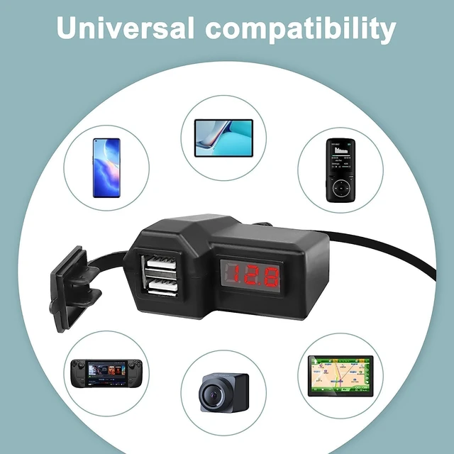 Alt view image 6 of 7 - XMSJSIY Motorcycle USB Charger 5V 3.1A Dual USB Phone Adapter Kit Cable