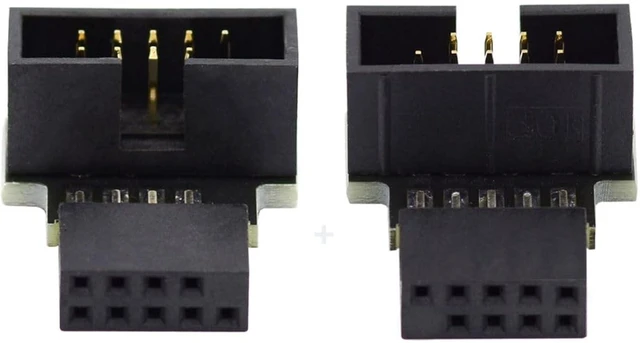 Main image of chenyang 2 Pack USB 2.0 Front Panel Header 9/10Pin Male to Female 90 Degree Angled Direction Gender Changer Connector Adapter