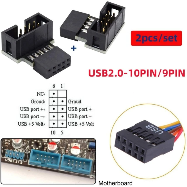 Alt view image 5 of 7 - chenyang 2 Pack USB 2.0 Front Panel Header 9/10Pin Male to Female 90 Degree Angled Direction Gender Changer Connector Adapter