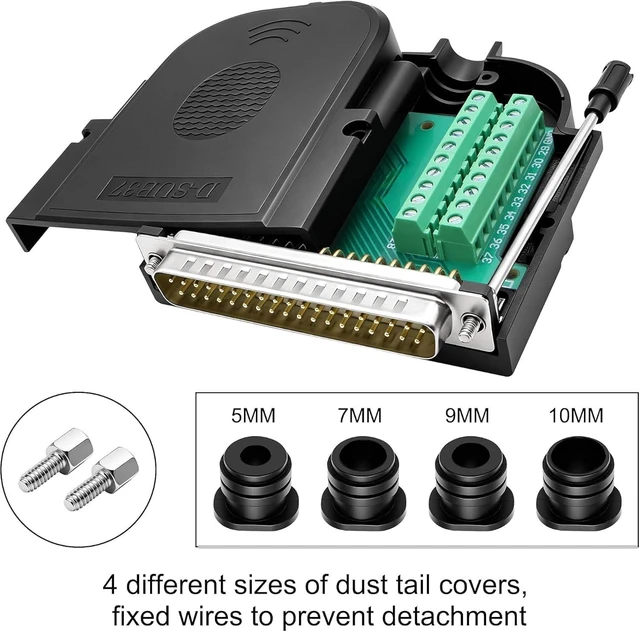 Alt view image 4 of 7 - XMSJSIY DB37 Male Solderless Breakout Connector D-SUB 37 Pin Serial Adapter