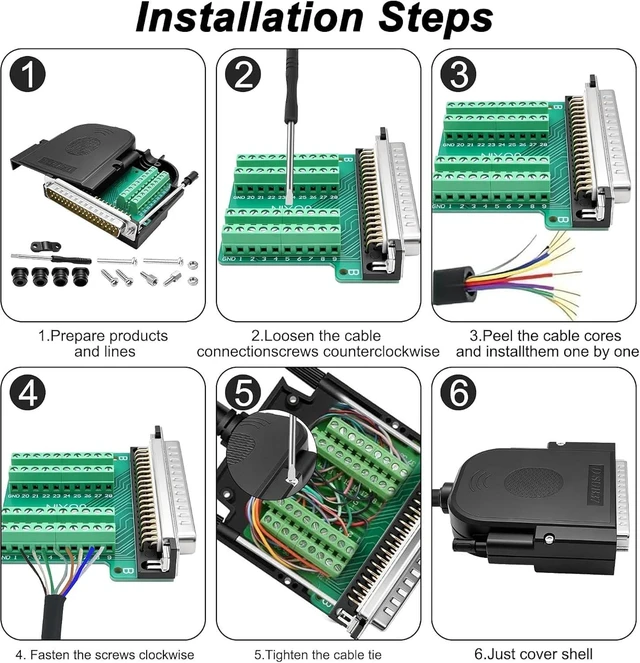 Alt view image 6 of 7 - XMSJSIY DB37 Male Solderless Breakout Connector D-SUB 37 Pin Serial Adapter