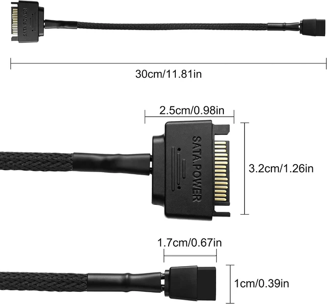 Alt view image 2 of 7 - XMSJSIY SATA 15 Pin Male to 6 Pin Female Slimline Power Supply Adapter