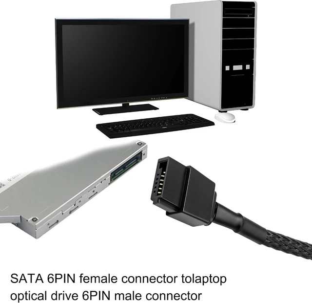 Alt view image 6 of 7 - XMSJSIY SATA 15 Pin Male to 6 Pin Female Slimline Power Supply Adapter