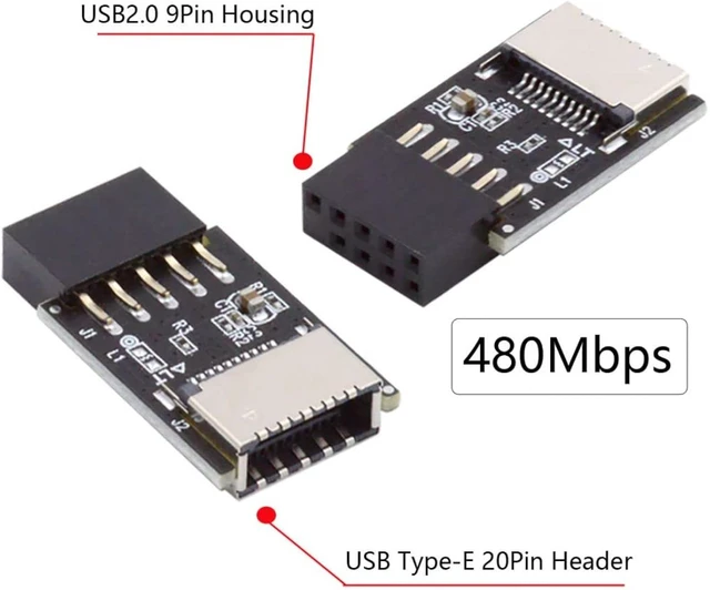 Alt view image 3 of 7 - chenyang USB 2.0 9Pin Male to USB 3.1 Type E Key-A Female Front Panel Socket to 9Pin Mainboard Header Extension Adapter