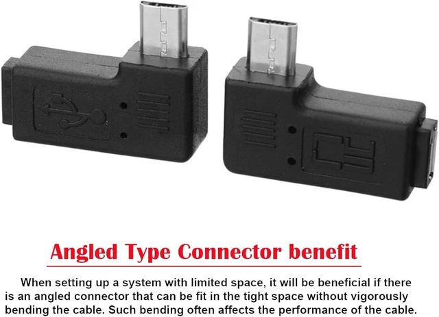 Alt view image 2 of 7 - chenyang 2 Pack Micro USB Male to Female 90 Degree Left Right Angled Extension Connector Adapter