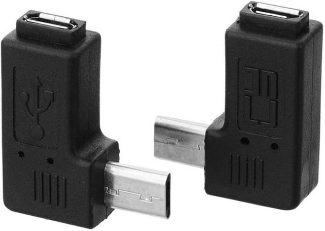 Alt view image 3 of 7 - chenyang 2 Pack Micro USB Male to Female 90 Degree Left Right Angled Extension Connector Adapter