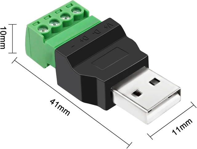 Alt view image 2 of 7 - XMSJSIY USB Screw Terminal Block Adapter Connecotr USB2.0A Male Plug 4 Pin