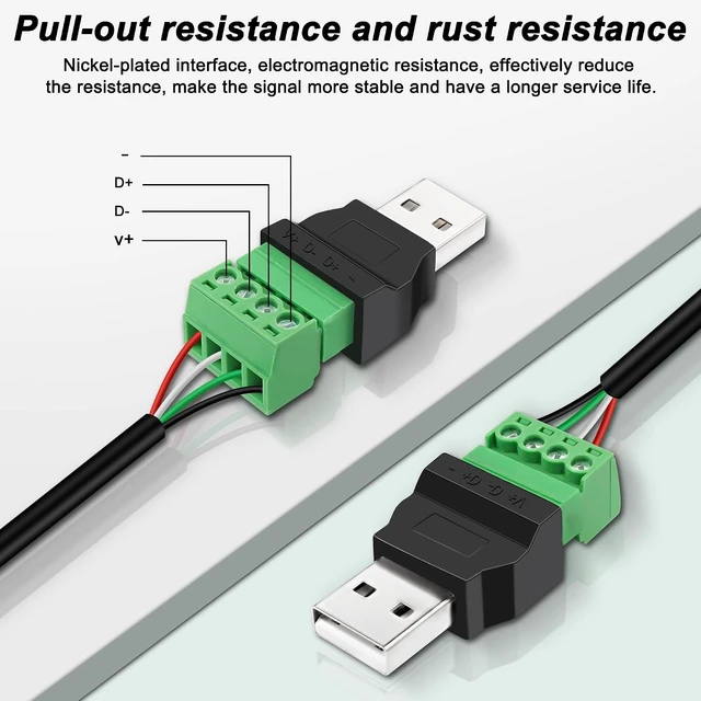 Alt view image 4 of 7 - XMSJSIY USB Screw Terminal Block Adapter Connecotr USB2.0A Male Plug 4 Pin