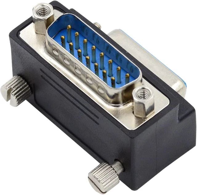 Main image of cablecc 15pin DB Connector DSUB RS232 D-subminiature Male Nut to Female Screw Up 90 Degree Angled Extension Adapter