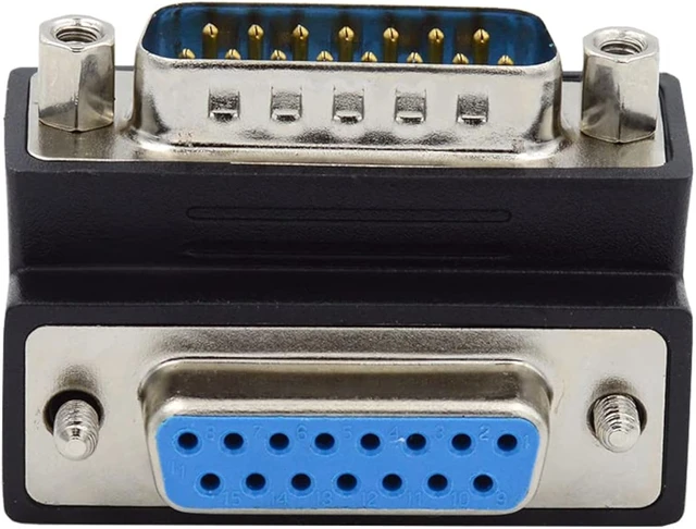 Alt view image 6 of 7 - cablecc 15pin DB Connector DSUB RS232 D-subminiature Male Nut to Female Screw Up 90 Degree Angled Extension Adapter
