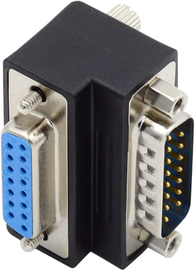 Alt view image 7 of 7 - cablecc 15pin DB Connector DSUB RS232 D-subminiature Male Nut to Female Screw Up 90 Degree Angled Extension Adapter
