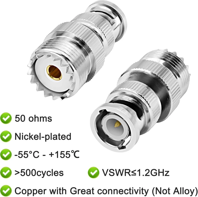 Alt view image 4 of 7 - XMSJSIY BNC Male to SO239 PL259 UHF Female Coaxial Antennas Adapter-4 PCS