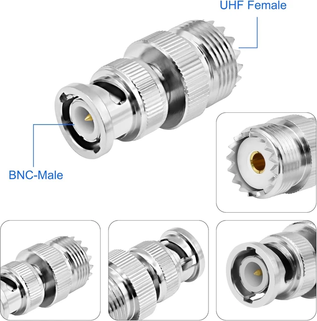 Alt view image 5 of 7 - XMSJSIY BNC Male to SO239 PL259 UHF Female Coaxial Antennas Adapter-4 PCS