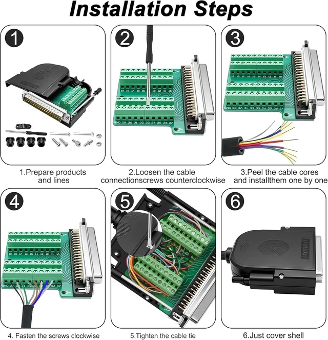 Alt view image 6 of 7 - XMSJSIY DB37 Female Solderless Breakout D-SUB 37 Pin Serial Adapter