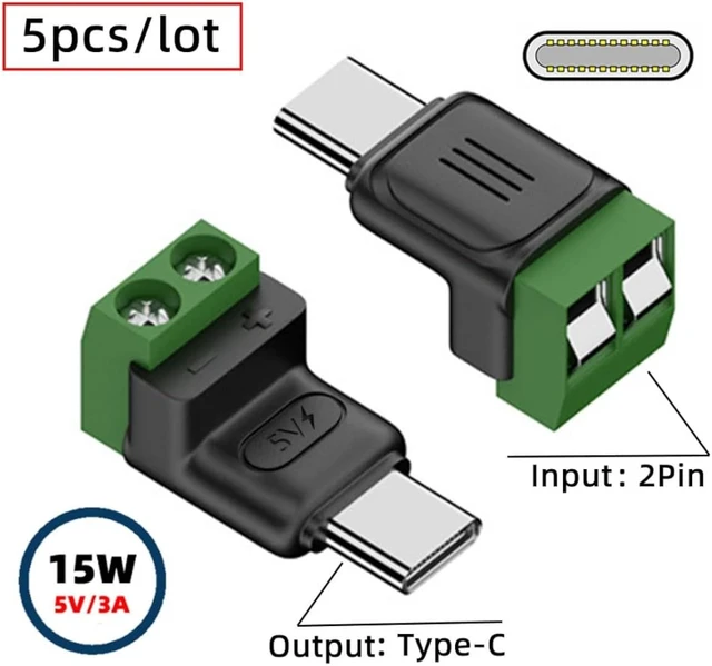 Alt view image 2 of 7 - chenyang 5 Pack USB C 2Pin Plug Solderless 5V3A Charging Connector for Power Bank/Phone/Radiators/Laptop