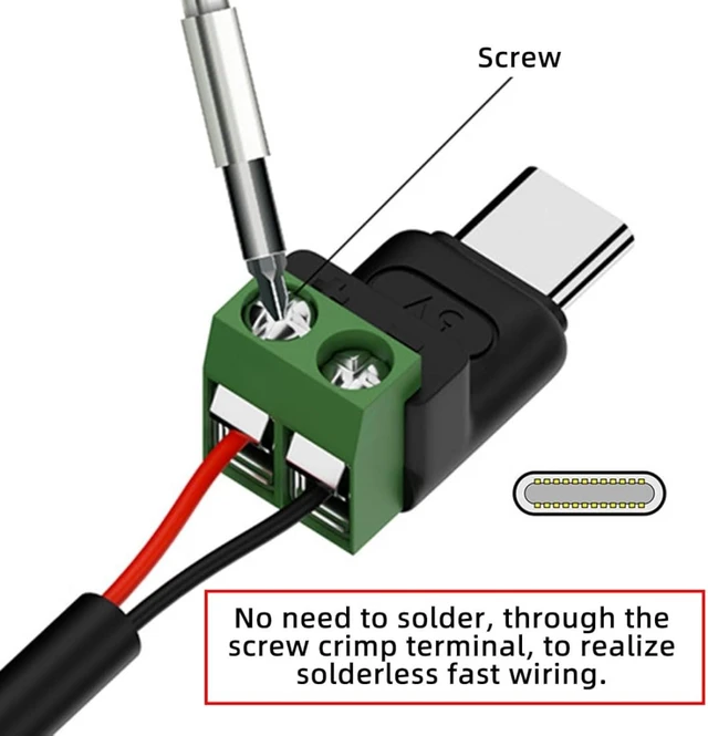 Alt view image 7 of 7 - chenyang 5 Pack USB C 2Pin Plug Solderless 5V3A Charging Connector for Power Bank/Phone/Radiators/Laptop