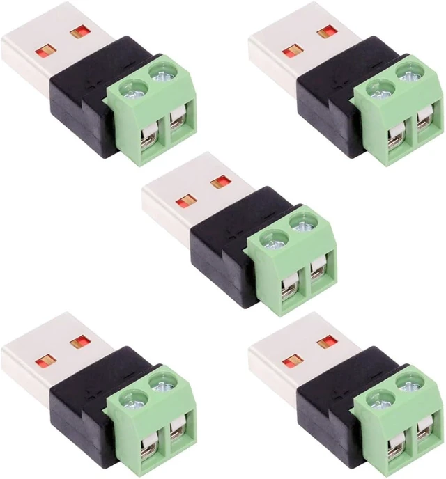 Main image of chenyang 5 Pack USB A 2Pin Plug 5V3A Charging Terminal Solderless Adapter for Power Bank/Phone/Radiators/Laptop