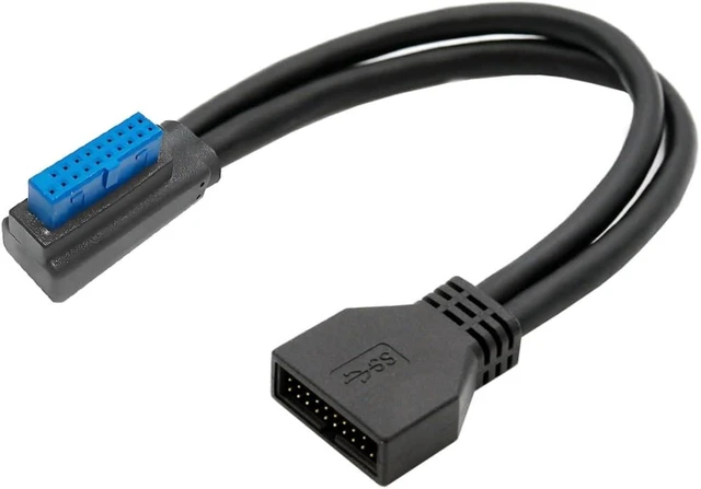 Main image of chenyang 9.45Inch USB 3.0 Front Panel Header 19/20Pin Male to Female Mainboard Header Port 90 Degree Left Angled Extension Cable Adapter