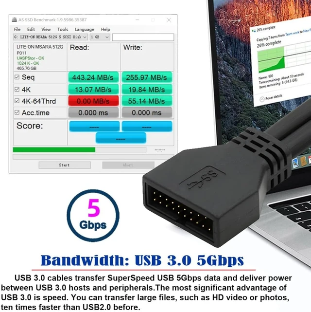 Alt view image 3 of 7 - chenyang 9.45Inch USB 3.0 Front Panel Header 19/20Pin Male to Female Mainboard Header Port 90 Degree Left Angled Extension Cable Adapter
