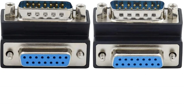 Main image of chenyang 2 Pack DB15Pin Male to Female Extension Connector DSUB RS232 15Pin D-subminiature 90 Degree Angled Gender Changer Adapter