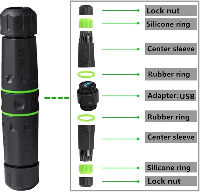 Alt view image 6 of 7 - cablecc IP68 Waterproof M20 Locking Type-A USB3.0 5Gbps USB-A Female to USB-A Female Extension Adapter Coupler