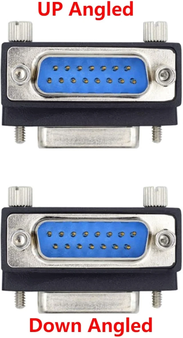 Alt view image 2 of 7 - chenyang 2 Pack DB15Pin Male to Female Extension Connector DSUB RS232 15Pin D-subminiature 90 Degree Angled Gender Changer Adapter