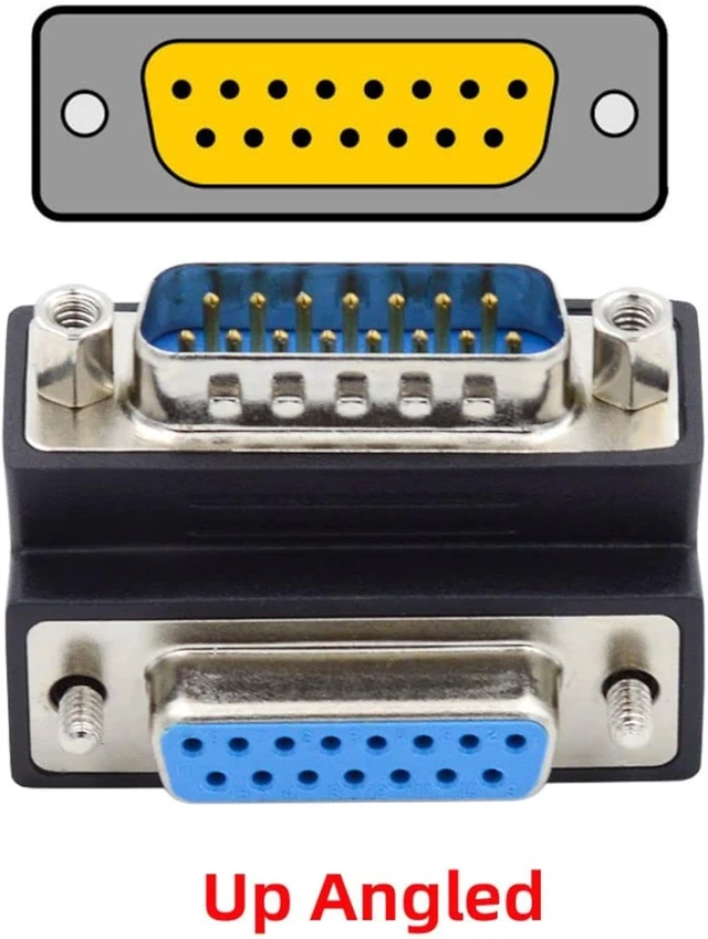 Alt view image 7 of 7 - chenyang 2 Pack DB15Pin Male to Female Extension Connector DSUB RS232 15Pin D-subminiature 90 Degree Angled Gender Changer Adapter