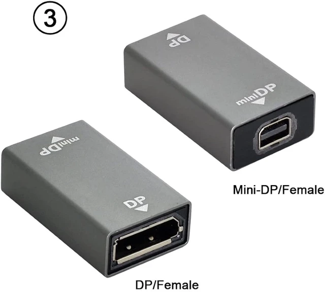 Alt view image 6 of 7 - chenyang Mini DP DisplayPort to DP DisplayPort Male Female Ultra-HD UHD Extension Adapter for Video PC Laptop TV 1.2 4K 60hz 3pcs/Set