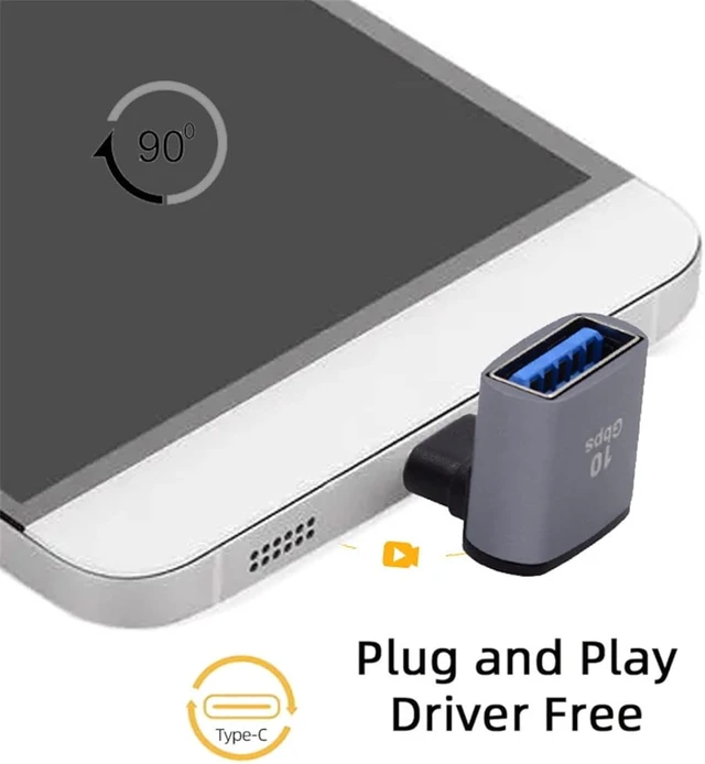 Alt view image 2 of 7 - cablecc Up Down Angled USB-C Type-C to USB 3.0 Female OTG Adapter 90 Degree for Laptop Tablet Phone