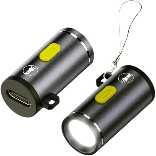 Main image of chenyang 2 Pack Mini Flashlight USB C LED Light Brightness 210 Lumens Get Power from Charger/Power Bank Small Size & Easy to Carry with Hook Hole