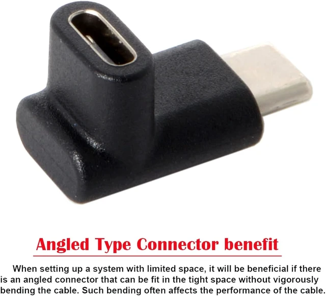 Alt view image 3 of 7 - chenyang CY USB C Connector,USB 3.1 Type-C Male to Female 90 Degree UP Down Angled Extension Adapter for Laptop & Tablet & Mobile Phone