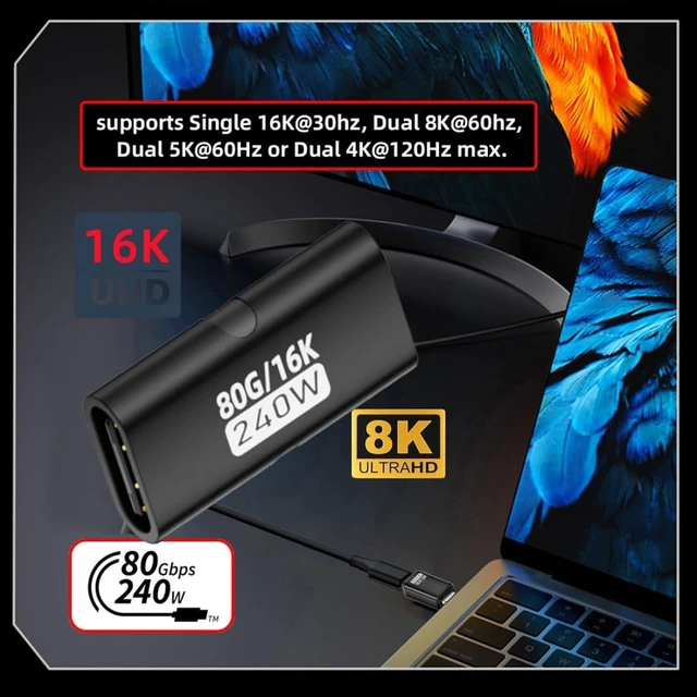 Alt view image 6 of 7 - chenyang 5 Pack USB C Coupler,USB C Female to Female 16K@60Hz 80Gbps Data Transfer,PD 240W Fast Charging Extension Adapter