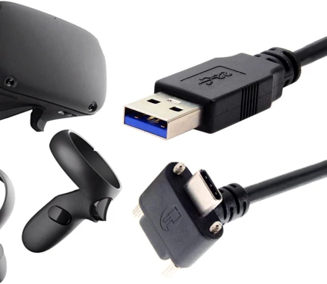 Main image of cablecc Down Up Angled USB 3.1 Type-C Dual Screw Locking to Standard USB3.0 Data Cable 90 Degree for Camera (2.0M)