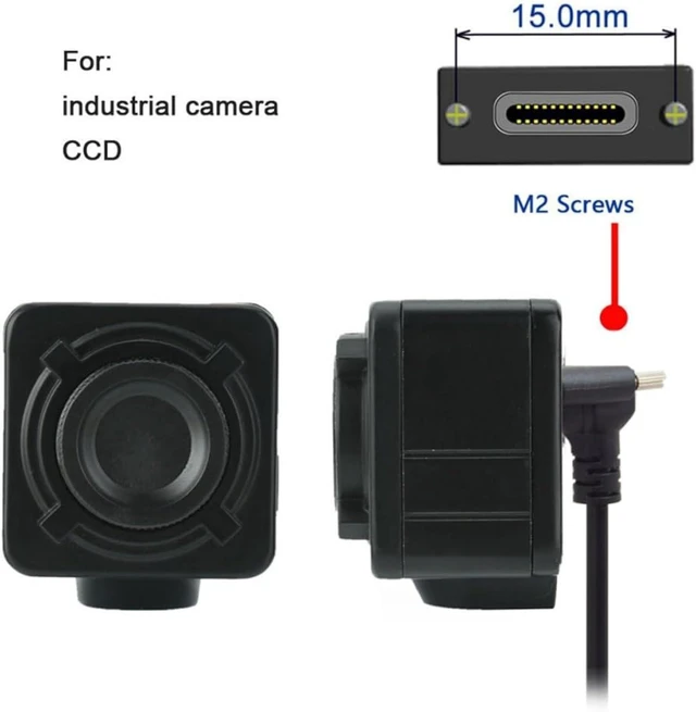 Alt view image 4 of 7 - cablecc Down Up Angled USB 3.1 Type-C Dual Screw Locking to Standard USB3.0 Data Cable 90 Degree for Camera (2.0M)