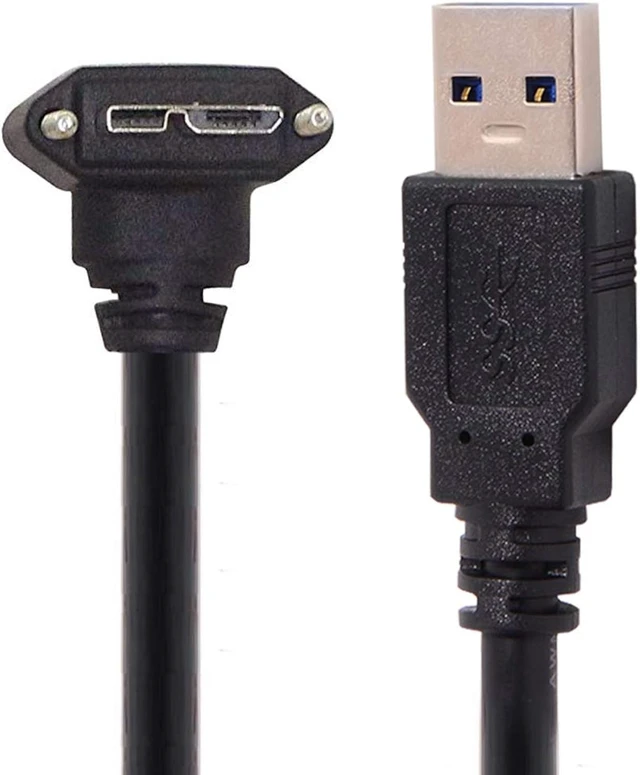 Alt view image 2 of 7 - cablecc 3m 90 Degree Right Angled Micro USB Screw Mount to USB 3.0 Data Cable for Point Grey Chameleon Camera